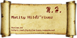 Matity Hiláriusz névjegykártya